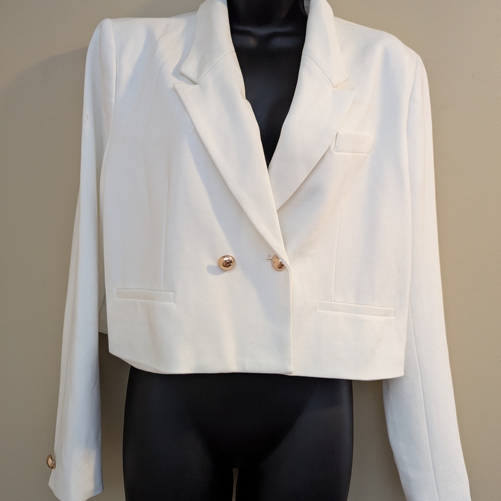 Rachel Zoe White Blazer with Gold Buttons
